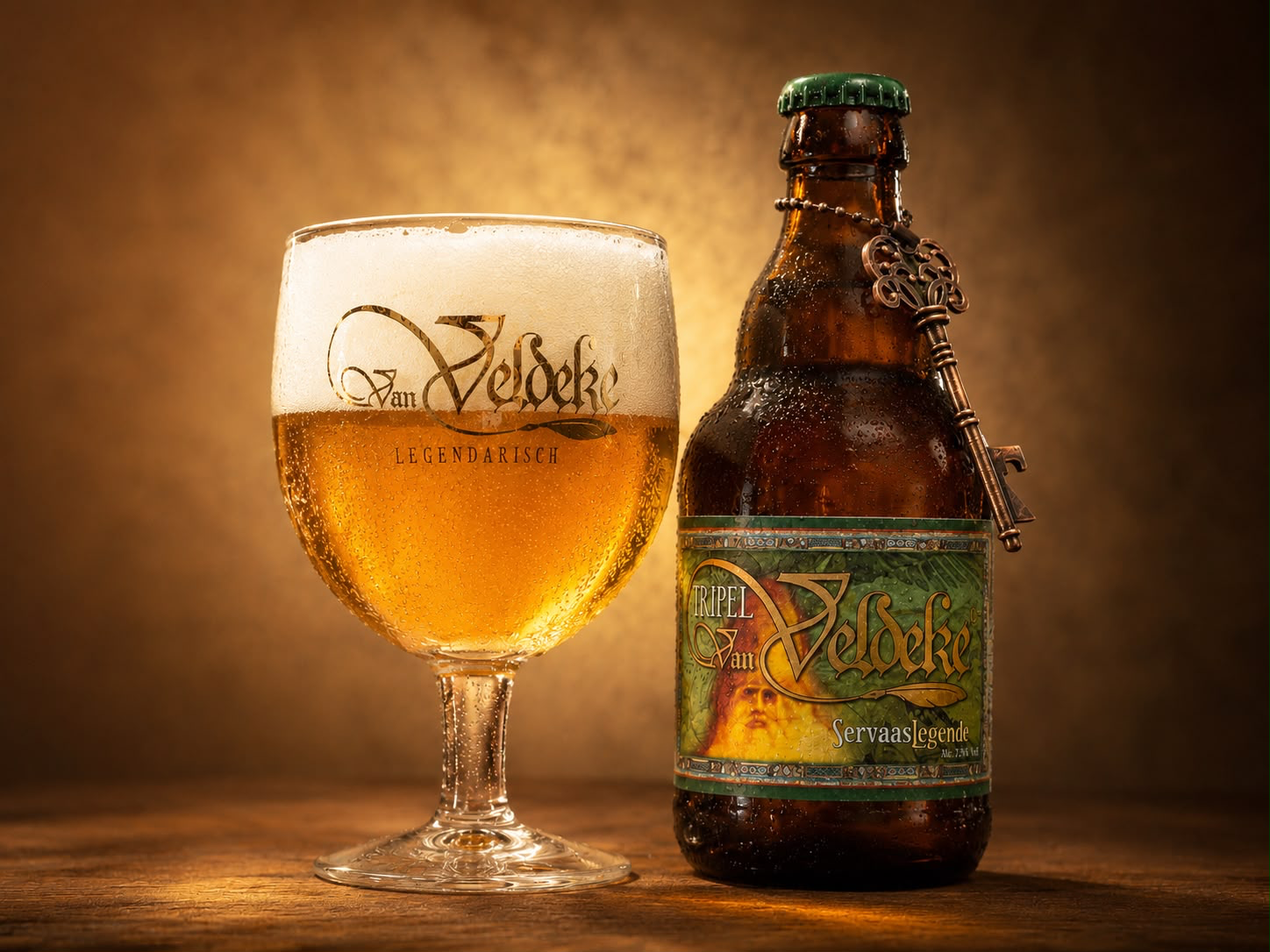 Glas en fles Servaas Legende met de sleutel van de legende